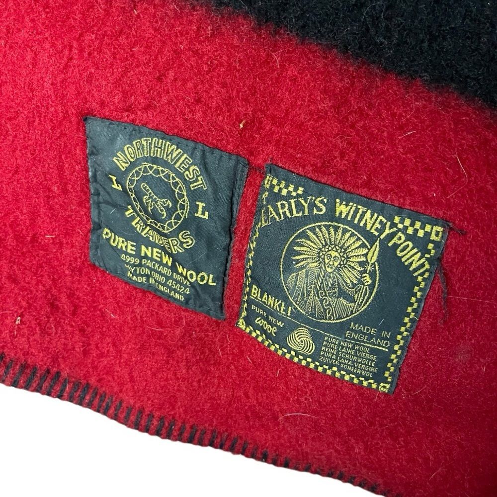 EARLYS WITNEY POINT Red Black Blanket Coat Capote Coat Hood Womens Size Large - Picture 10 of 11